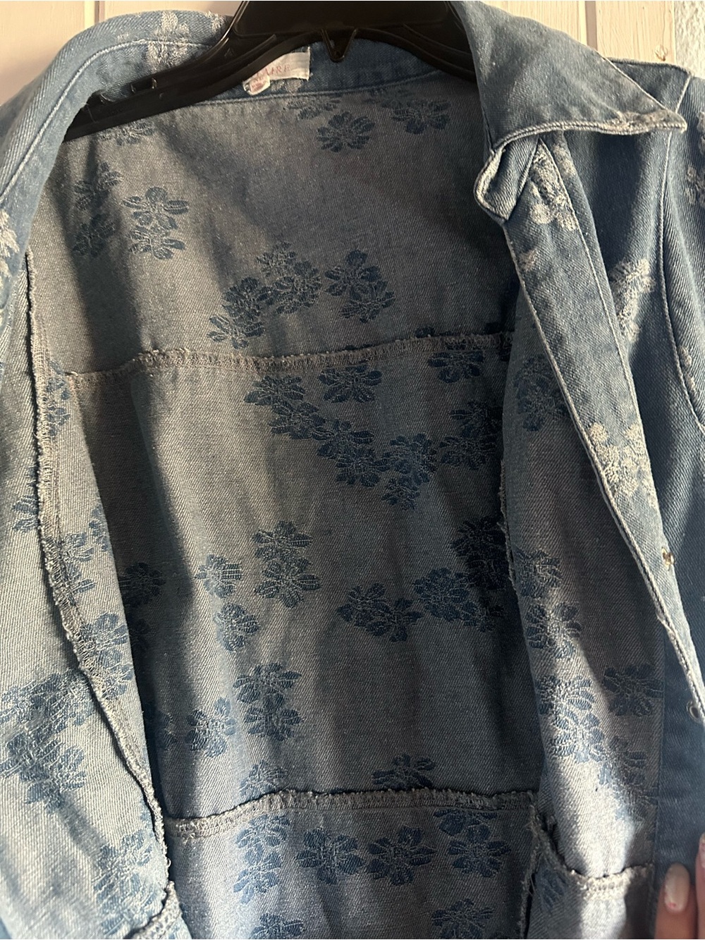 Solitaire Floral Denim Midi Dress Denim Floral Button-Front Dress with Waist Tie - Picture 5 of 13
